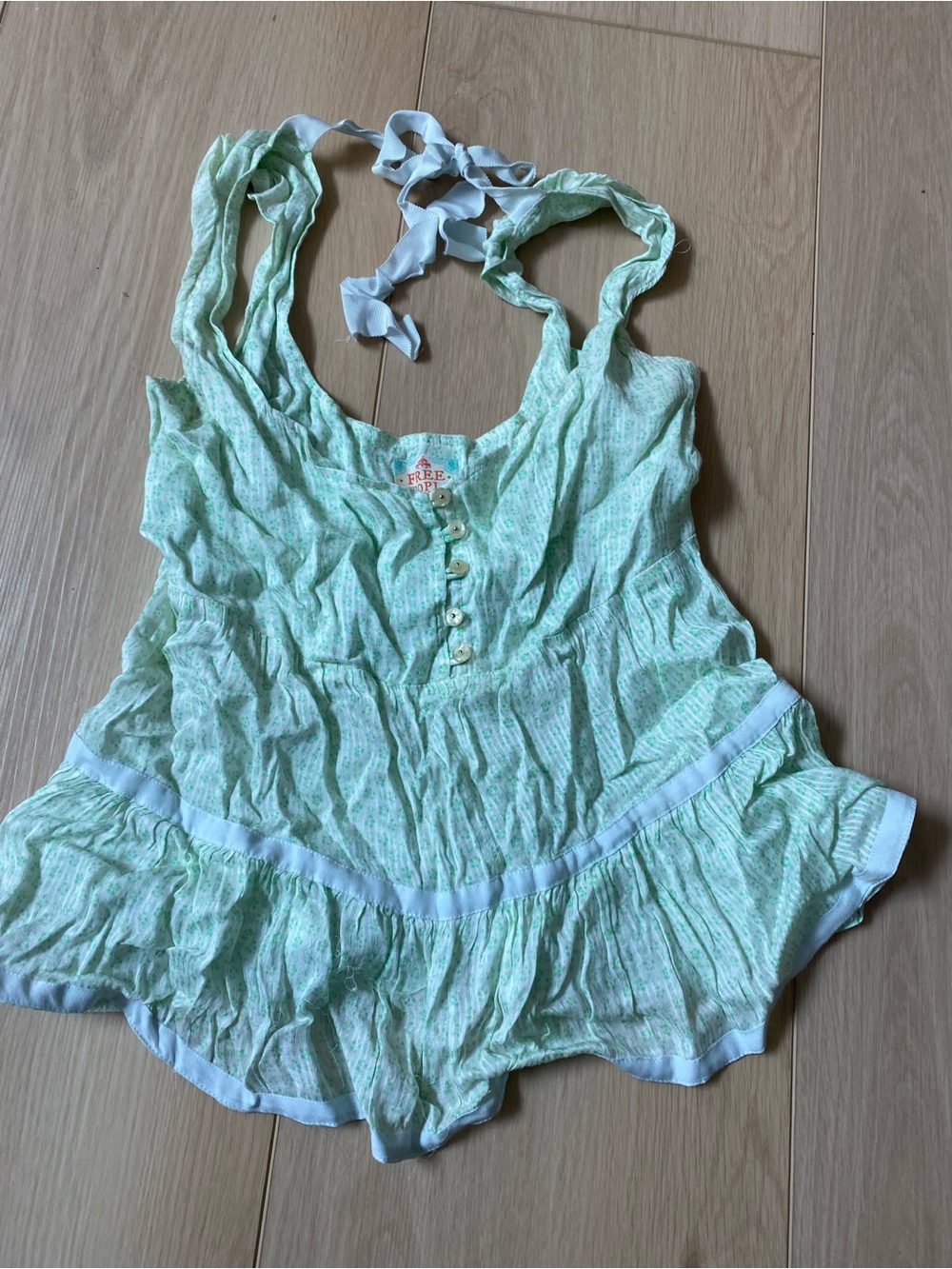 Free People Light Mint Green Ruffle Tank Top